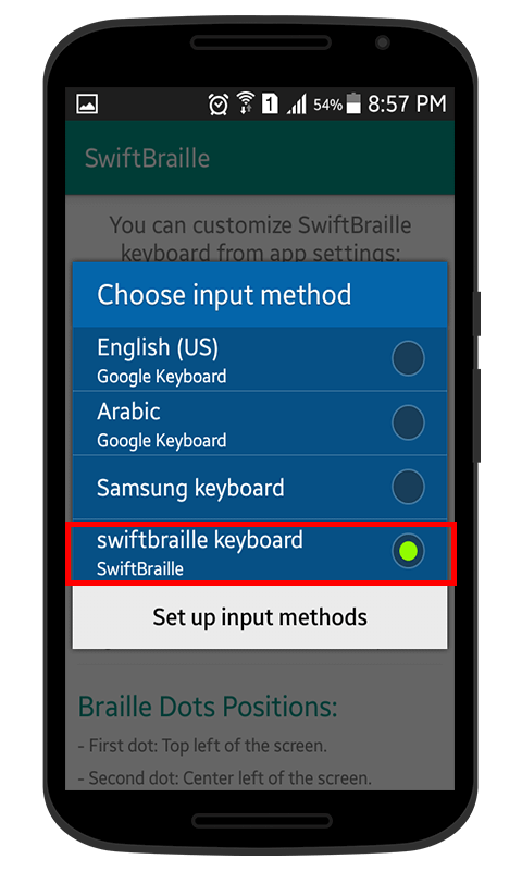 Make swiftBraille default keyboard